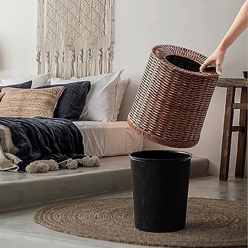 Cesta de basura de mimbre ovalada que evita manchas con forro impermeable 4