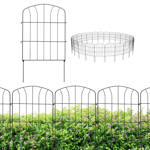 LN COZY CORNER 25pcs Decorative Garden Fence Rustproof Metal Fence Panels Landscape Fencing for Outdoor Flower Beds Patios Backyard (Black, 62CM(H) x 8.2M(L))