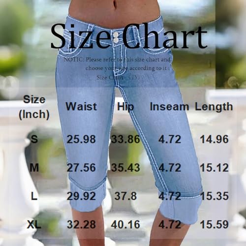 Capri Jeans for Women Stretch Ripped Skinny Raw Hem Jeans Distressed Sexy Wash Denim Capris with Pockets Boyfriend Destroyed Frayed Butt Lifting Jeggings Summer Cropped Pants for Women 2025 Blue4