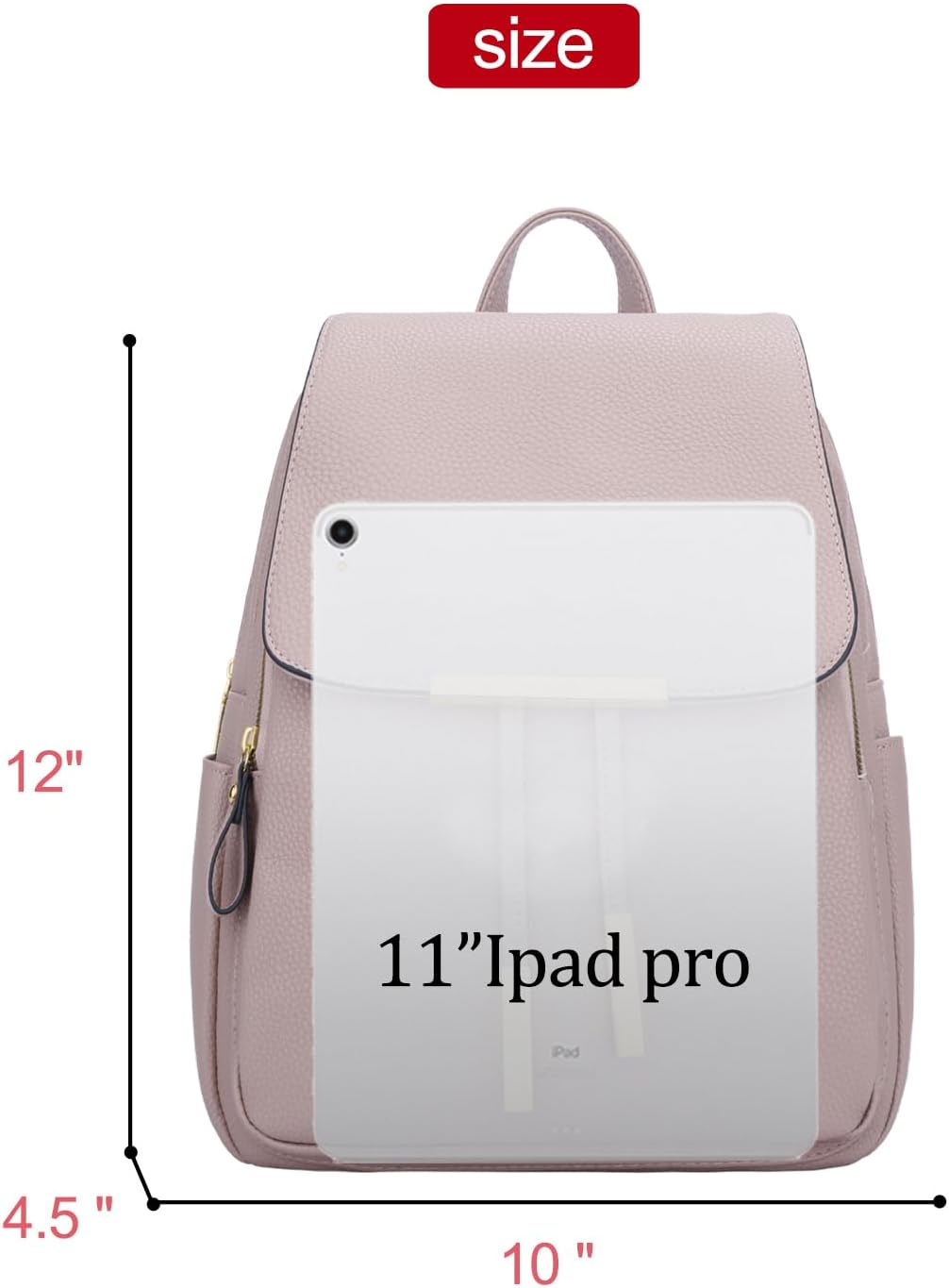 KKXIU Trendy Leather Backpack Purse for Women and Ladies Shoulder Travel Daypacks Bags (A-Pink) - Image 6