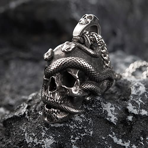 Skull Necklace for Men Stainless Steel Gothic Punk Emo Biker Necklace Jewelry for Men 60cm3