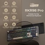 RK ROYAL KLUDGE R98 Pro Wireless Mechanical Keyboard, Creamy Bluetooth/2.4GHz/Wired RGB Gaming Keyboard with Number Pad and Knob, MDA Profile PBT Keycaps, Gasket Hot Swappable Linear Switch, Black