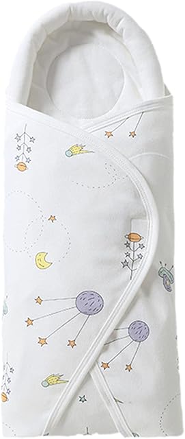 Yolispa Newborn Swaddle Blanket Wrap, Unisex Swaddle Wrap with Cartoon Pattern Print Infant Wrap Sleeping Bag with Head Guard Support for 0-6 Months Babies