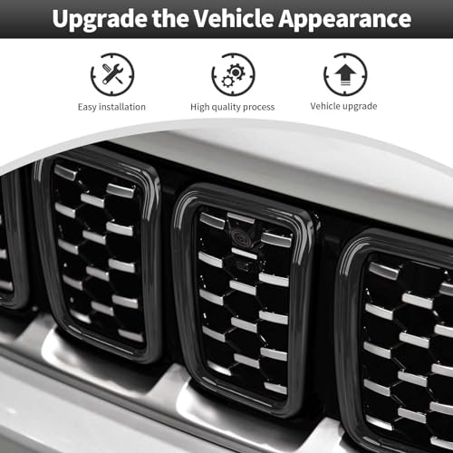 Image of CheroCar for Jeep Grand Cherokee 2021-2026 Front Grill Inserts Cover Gloss Black Grille Trim 7-Slot Grille Exterior Accessories