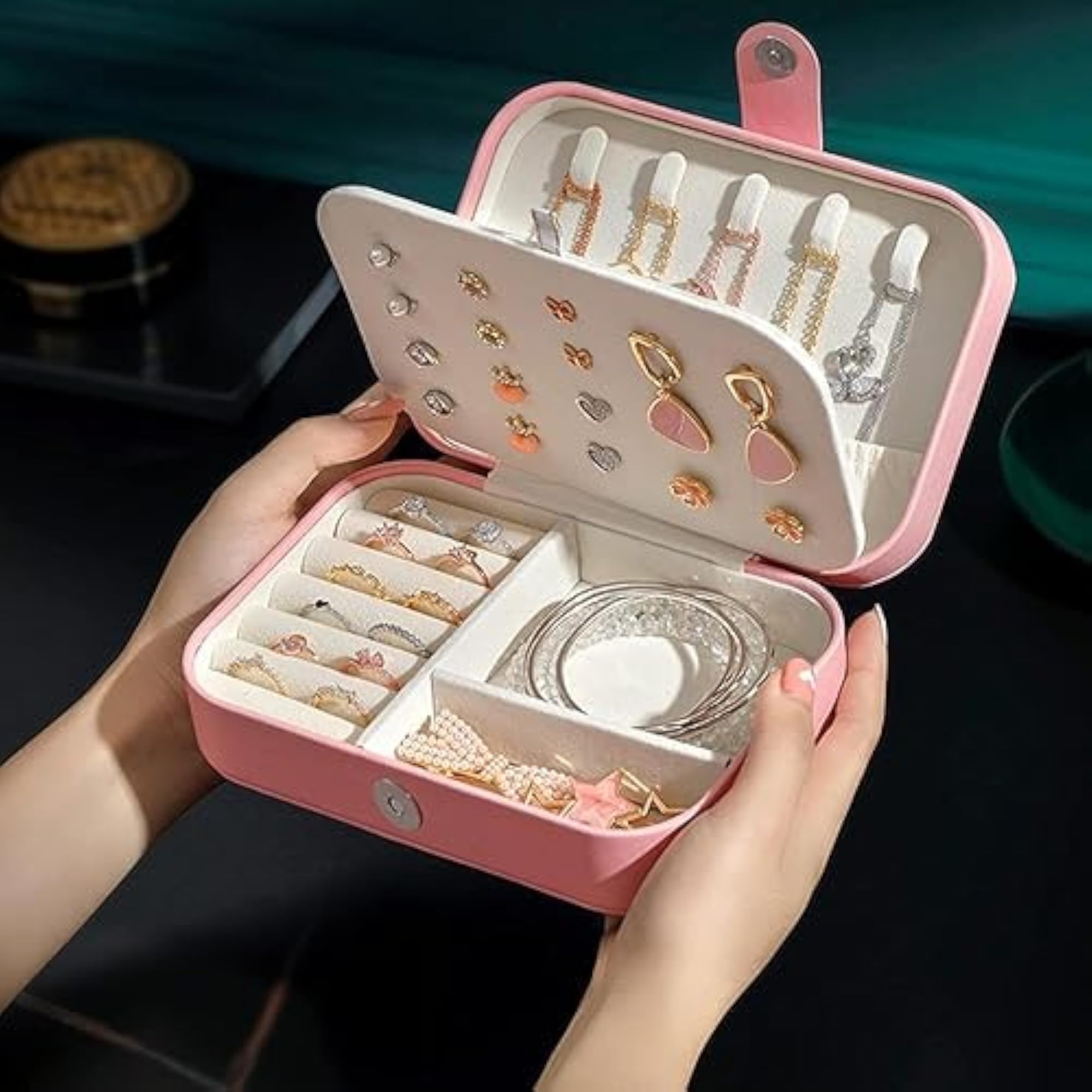 Leather Mini Jewellery Travel Case, Portable Organizer
