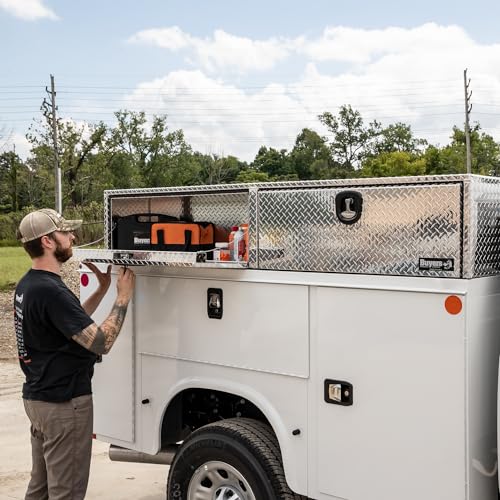 Buyers Products Company 1701551 Silver Aluminum Diamond Tread Topsider Truck Box With Drop Door, 72 X 13 X 16 Inch, Made In The Usa, Lockable Tool Chest thumb #5
