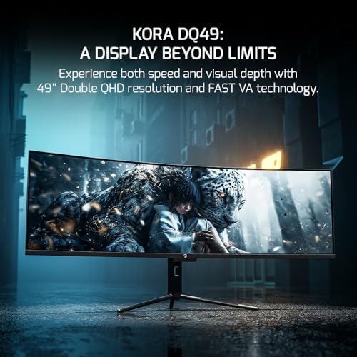 Image of GAMEPOWER DQ 49 inch Curved Ultrawide Gaming Monitor, 5K, 1Ms, 120Hz Refresh Rate, 32:9, DQHD, 5120 x 1440P, R1800, 99% sRGB, HDR400, DisplayPort, Type-C, FreeSync, Gsync, Height - Tilt Adjustable