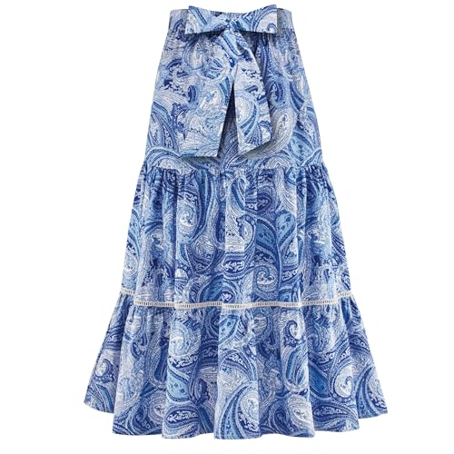 Collections Etc Women's Soft Paisley Tiered Skirt Aqua XX-Large2