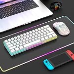 RedThunder 60% Clavier de jeu sans fil et Mouse Combo, 2500mAh Batterie rechargeable, Ultra-Compact Small RGB Clavier de sensation mécanique, Souris optique Honeycomb légère pour les jeux/affaires, blanc