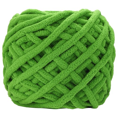 Image of Plush Chenille Chunky Yarn for Crocheting 100g(54.6yd) - Bulky Thick Fluffy Yarn for Knitting- Soft Velvet for Baby, Blanket Knitting Blanket Yarns- Amigurumi Yarns (Green)