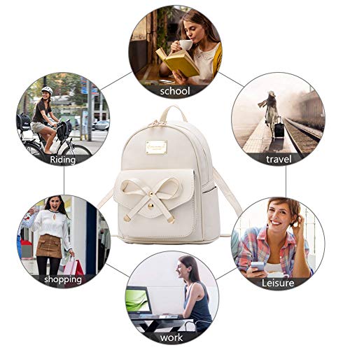 Image of I IHAYNER Girls Bowknot Cute Leather Backpack Mini Backpack Purse for Women