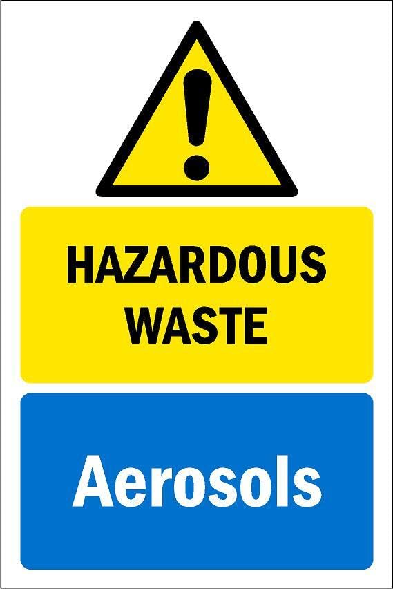 Hazardous waste/Aerosols, safety sign - 1mm flexible Plastic sign (200mm x 150mm)