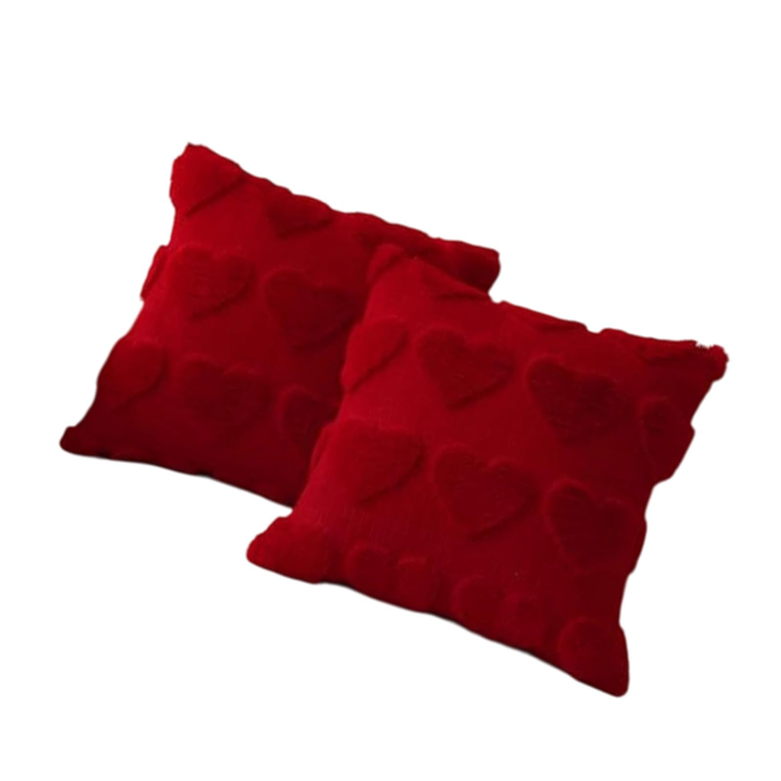 ljhnba 2Pcs 45x45cm Throw Pillow Covers with Zippers Valentines Love Heart Plush Embroidered Square Cushion Covers Pillowcases Sofa Throw Pillow Cover