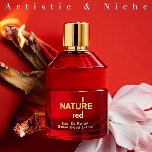 Image of Men's Eau de Parfum, Citrus Floral Men's Perfume with Musk & Cedarwood Base, Viva Las Vigas Rose Fragrance I nature Red