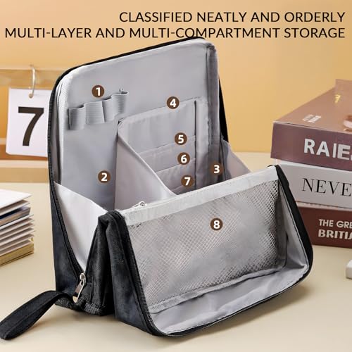 Makeup Bag,Standing Makeup Bag – Portable,Large Capacity Multi-purpose Large Capacity Oxford Cloth Standing Makeupbag Portable, Aterproof,Compartments and Handle (Purple)2