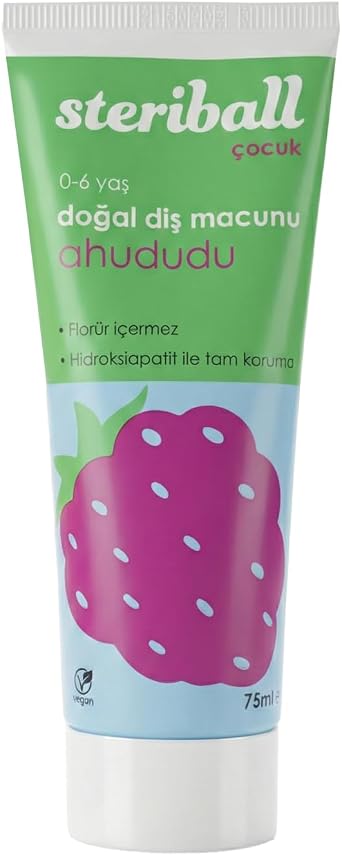 Steriball Doğal Diş Macunu Florürsüz 75 ML - Ahududu Florür İçermez, Hidroksiapatit ile Tam Koruma, Vegan