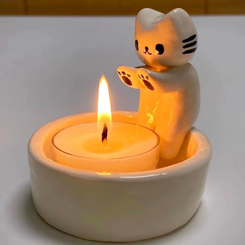Cute Cat Candle Holder,Kitten Candle Holder,Scented Candle