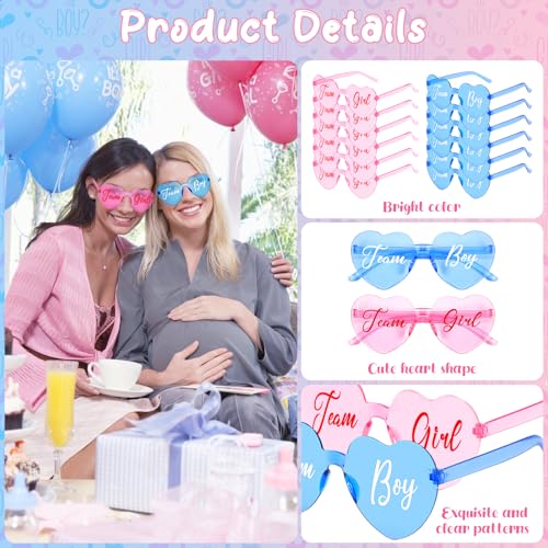 40 Pcs Gender Reveal Glasses Blue Pink Heart Sunglasses Bulk Team Boy or Girl Gender Reveal Party Favors Decor Glasses4