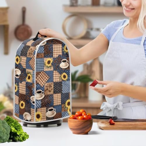 Image of Coffee Plaid Blender Dust Cover Appliance Covers for Kitchen