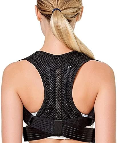 Adjustable Posture Corrector Lumbar Spine Support Brace,Back Straightener Hunchback Correction Belt for Women Men Back Shoulder Neck Clavicle Pain Relief (Color : Black, Size : Large)