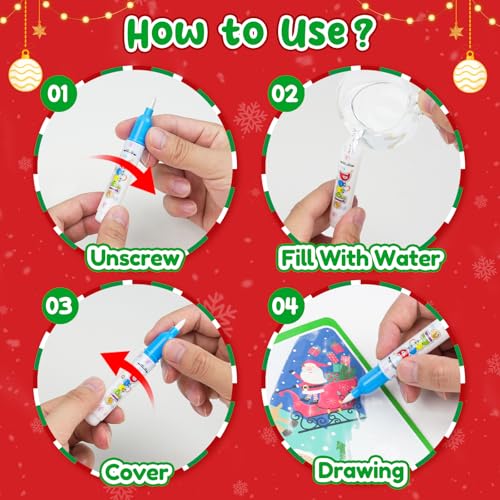ZMLM 24 Pack Christmas Water Coloring Books for Kids Stocking Stuffers - image 4