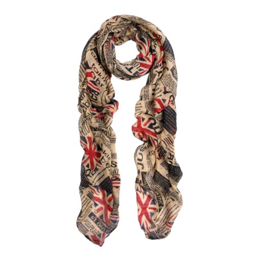 TrendsBlue Vintage British Flag Union Jack Print Fashion Scarf, Yellow