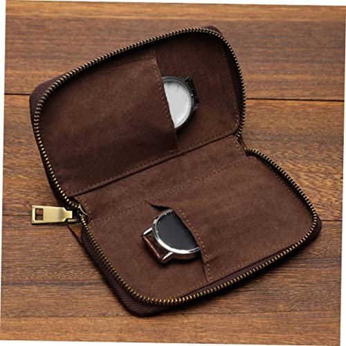 Étui à montre de rangement cuir marron portable Healeved sécurité