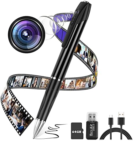 safuxser Hidden Camera, 1080P-Spy Camera， with 64GB SD Card, Mini Spy Camera, Spy Pen Full HD Loop Recording or Photo, Hidden Security Camera, Mini Camera for Home Security or Classroom Learning