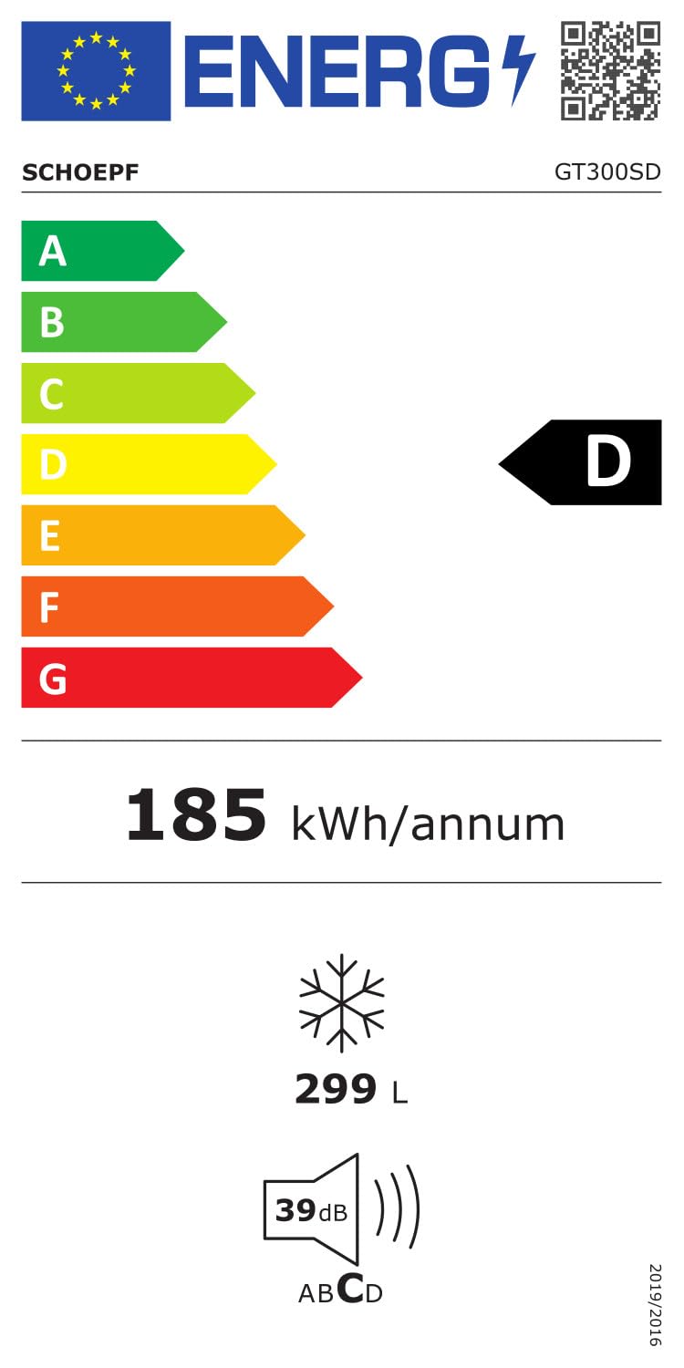 SCHOEPF GT300SD Gefriertruhe 299 L Weiß 83,5 x 112,5 x 61 cm Energieklasse D LED-Beleuchtung Schnellgefrieren 39 dB 4-Sterne-Kennzeichnung Freistehend