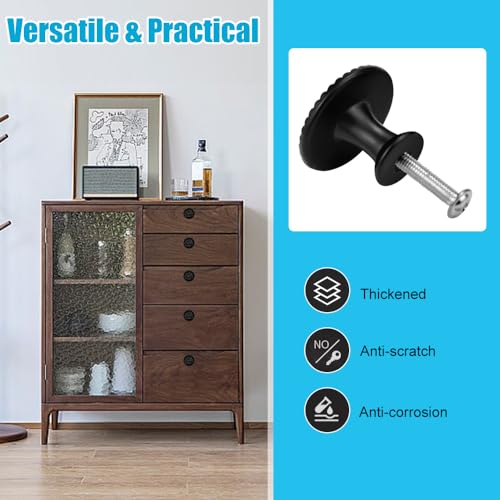 NAROSEBE 20 Stück Möbelknöpfe Schwarz Matt Schubladenknöpfe 30MM Schrankknöpfe Vintage Blumen Kommodenknöpfe Schwarz Schrankknäufe Küchenknöpfe Vintage Rund schrankknopf für Möbel Kommode
