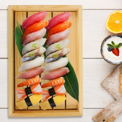 Bandeja japonesa de madera para sushi pequeña miniatura 7