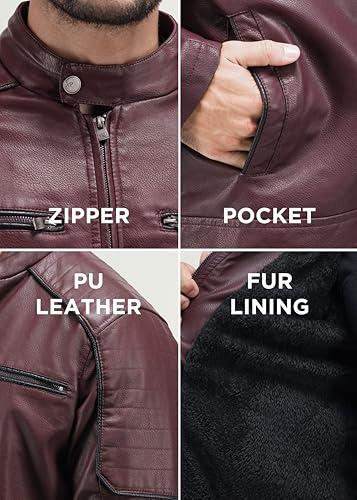 Image of X-Ray Men's Slim Fit Faux-Leather Moto Jacket with Removable Hood