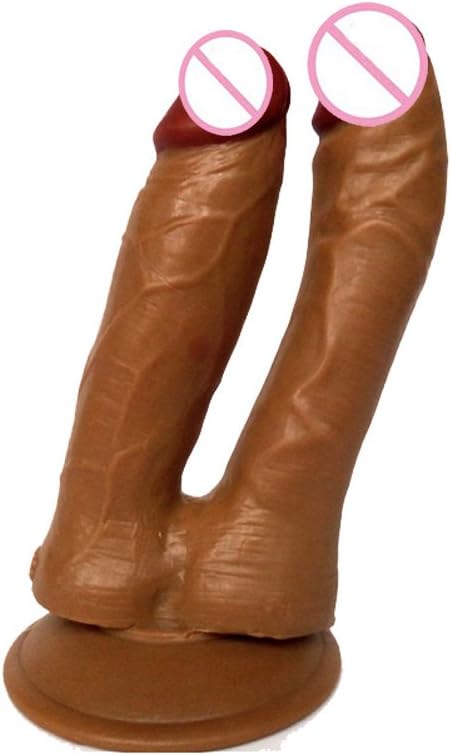 Brown 7inch PVC Double Head Dildo with Suction Base for Women Massage G-spot Anal Butt Plug Toys