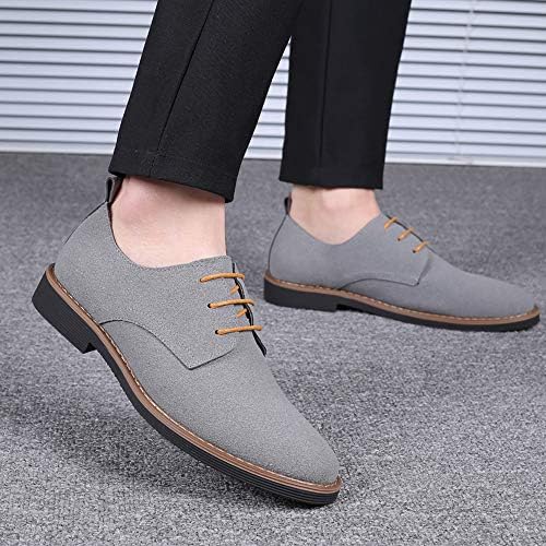Santimon Men's Casual Oxford Shoes Classic Suede Formal Business Lace Up Dress Shoes Grey 5.5 US | Image 5