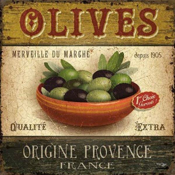 Sawfish® Olives Provence France Plaque Métal Aluminium Vintage Cuisine Pub Tiki Bar Maison Café Mur Bière Rétro Club Man Cave