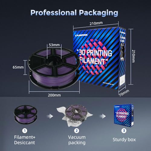 Image of FLASHFORGE Carbon Fiber PETG Filament 1.75mm, Carbon Fiber PETG 3D Printer Filament, 1KG Spool Dimensional Accuracy + /- 0.02mm, Lightweight & Heat-Resistant & Moisture Free (Iris Purple)