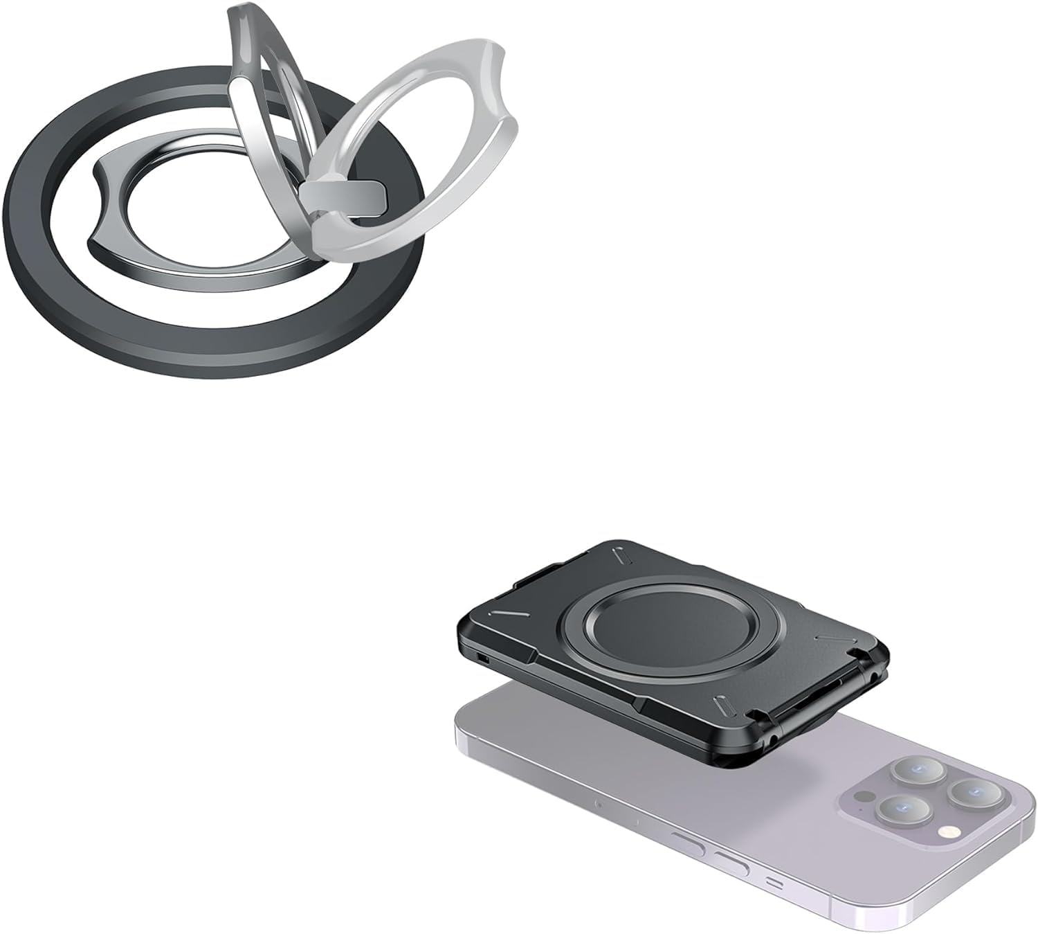 PROfezzion For MagSafe Wallet, RFID Blocking Wallet Fit 4 Cards & Thin Metal Ring Holder for MagSafe