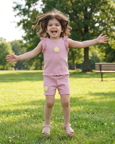 Image of Weebaby Toddler Girl Clothes Baby Summer Outfits Sleeveless Halter Top Ruffle Short Set Cute Kids Clothes Girls