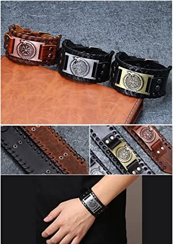 Bracelet En Cuir Viking Marteau De Thor Mjolnir - Runes Nordiques - Mythologie Nordique - Cosplay Halloween, 22.5 Cm, Cuir