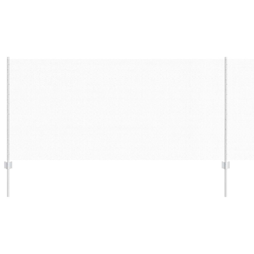 Outdoor Steel Fence Panel Set Silver 100m x 1m with Posts and Screws, Garden Boundary Privacy Screen UV Resistant Easy Assembly for Terrace Patio Yard