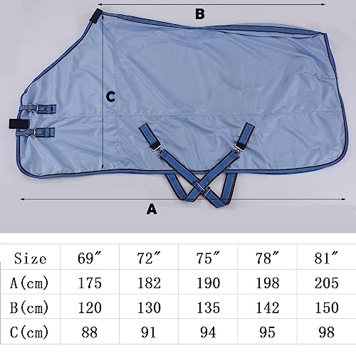 Image of LEAFOREST Horse Mesh Fly Sheets - Lightweight Breathable Standard Neck UV Protection Sheet Blue, 69IN