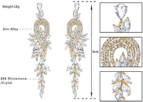 mecresh Marquise Crystal Bridal Chandelier Dangle Drop Earrings Ladies Gifts in Silver/Gold Tone - Image 3