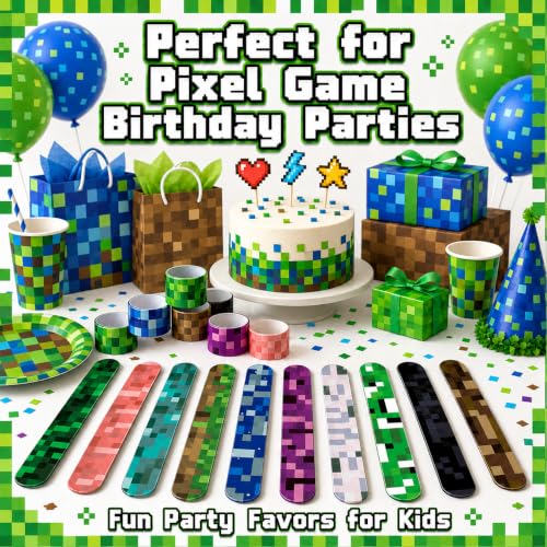 40PCS Pixel Slap Bracelets for Kids, Colorful Block Style Slap Wristbands, Video Game Inspired Party Favors, Birthday Goodie Bag Fillers, Classroom Prizes, Pinata Stuffers & Event Giveaways (40) - Image 5