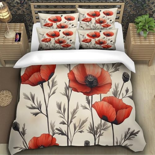 Housse de couette coquelicots hypoallergénique et douce