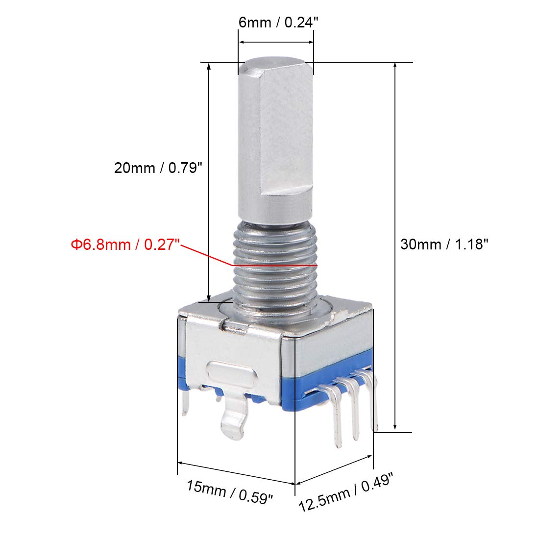 5 Encodeurs Rotatifs EC11 360° Avec Interrupteur - 20 Positions, 5 Broches - Pour Arduino, Audio, électronique, DIY
