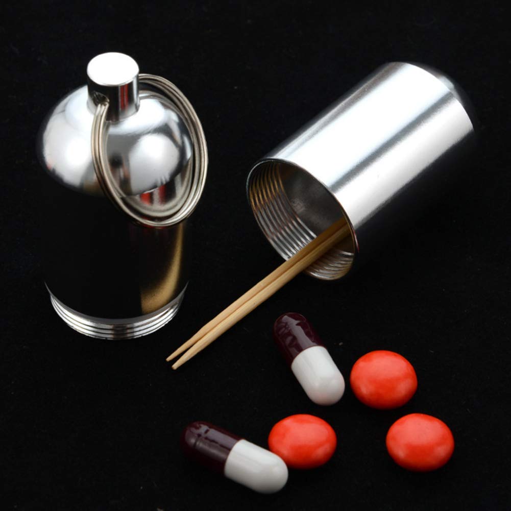 Porte-cure-dents / Allumettes étanche Avec Couvercle - Tube Compact En Acier Inox - Pour Camping, Survie, Plein Air - 8 X 1.8 Cm