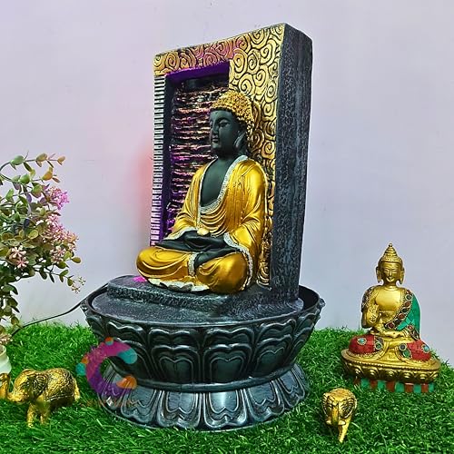 Image of Decorative Water Fountain for Home Decor, Office, Indoor & Outdoor, Garden, Puja Room, Vaastu, Reception, Spa, Gifting. (Meditating Buddha C-066)