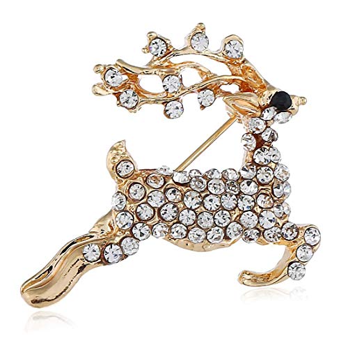 Preisvergleich Produktbild Weihnachtsdekoration der europäischen und amerikanischen Weihnachten Elk Diamant Dreidimensionales Brosche Retro- vorzügliche Legierung Rotwild-Brosche Weihnachten Geschenk-Kragen-Brosche einfache Orn