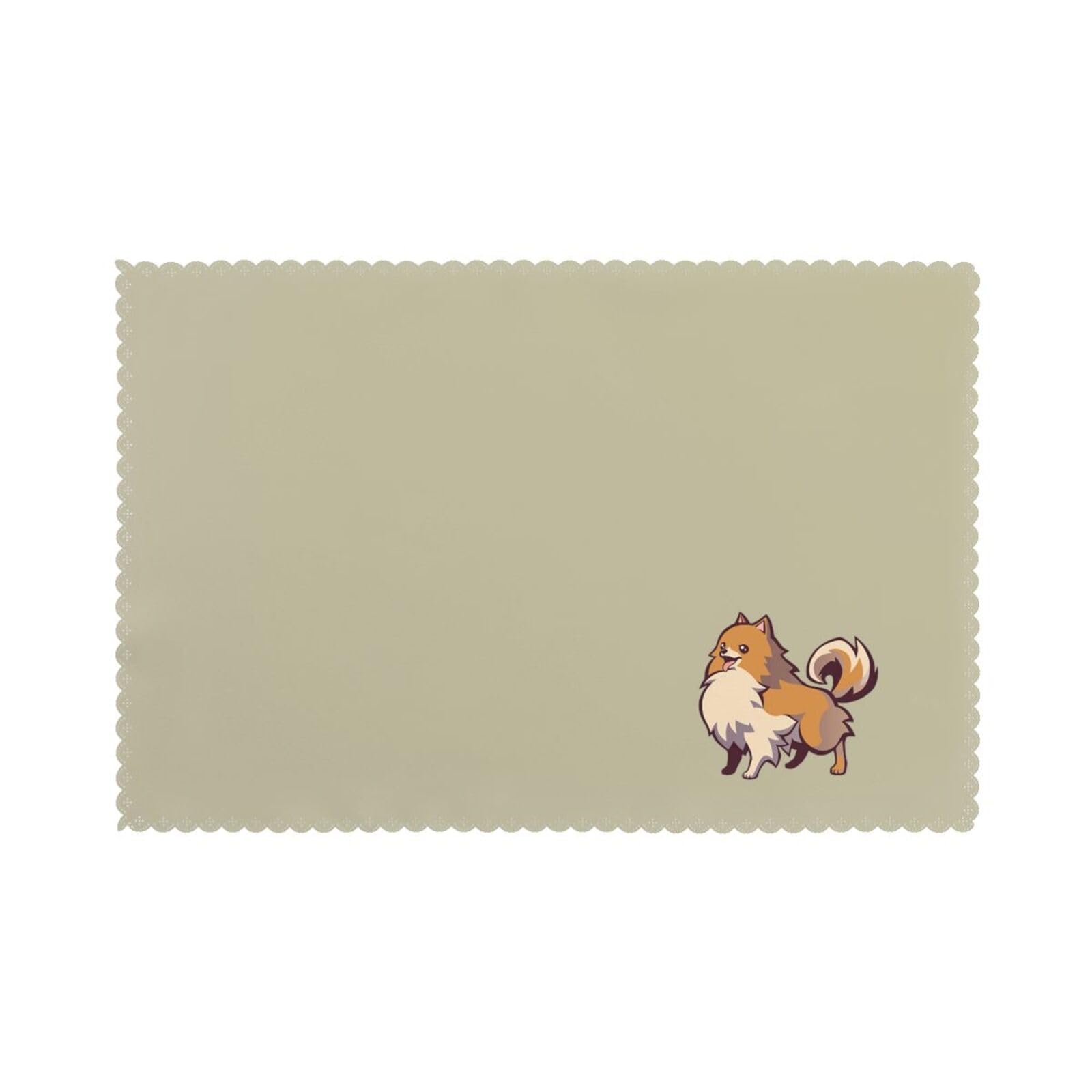 Cartoon Pomeranian Dog Print Placemats for Dining Table Set of 6 12x18 Inch Table Mats for Party Kitchen Dining.