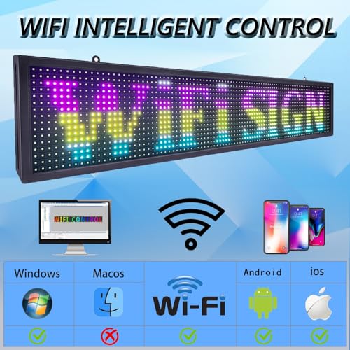 Image of P10 Scrolling Led Sign Programmable Digital Electronic Message Display,Outdoor Waterproof Full Color High Brightness Wifi Control for Business Store Advertising (40 inchx8 inch)
